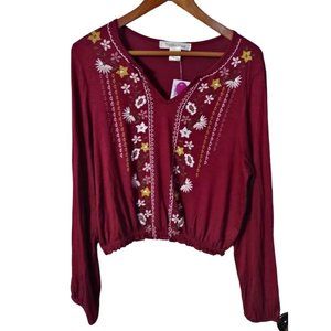 Women's Large Youth in Revolt Burgundy Semi Crop Top New with Tags